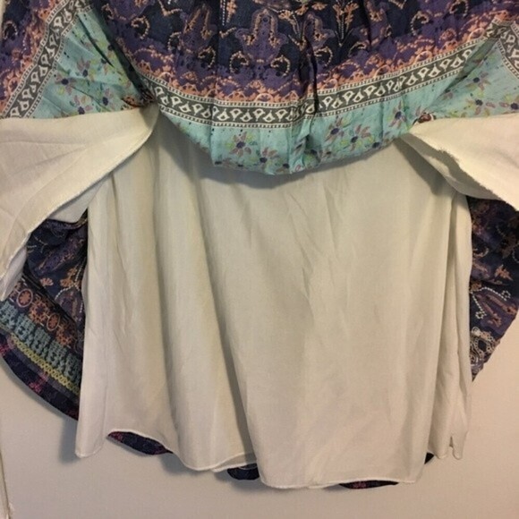 Japna Tiered Summer Short Skirt Size M Pockets Boho Blue Pink Viscose NEW - Picture 5 of 5